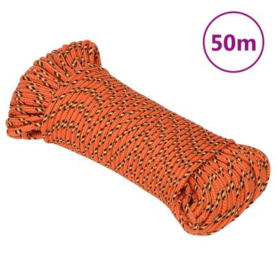 vidaXL Lodné lano oranžové 5 mm 50 m polypropylén