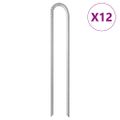 vidaXL Stanové kolíky 12 ks v tvare U 37 cm Ø10 mm pozinkovaná oceľ