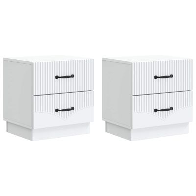 vidaXL Nočný stolík 2 pcs Biela 43 x 34,5 x 44,5 cm Kompozitné drevo