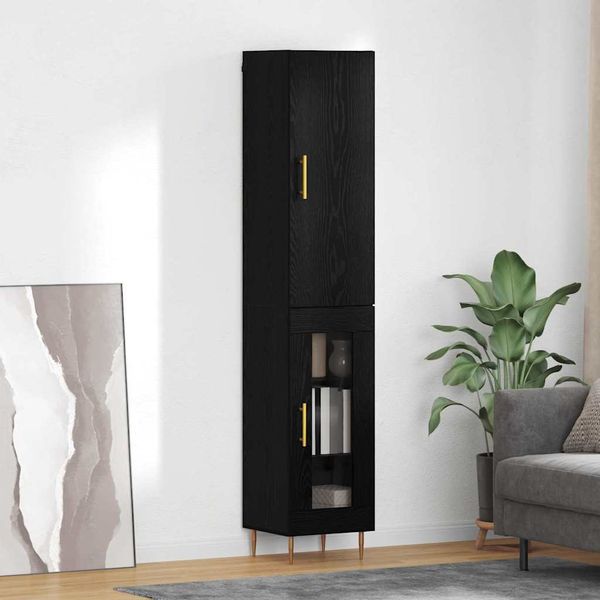 vidaXL Highboard 2 pcs Čierny dub Kompozitné drevo