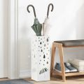vidaXL Stojan na dáždniky s úložiskom Biela 15,5 x 15,5 x 49 cm Oceľ