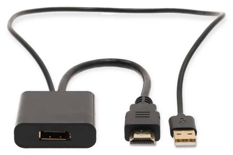 NEDIS adaptérový kabel HDMI - DisplayPort/ zástrčka HDMI - zásuvka DisplayPort/ USB napájení/ 20cm/ box/ černý Adaptér, HDMI (M) na DisplayPort (F), 4K@60Hz, USB napájení, 20cm