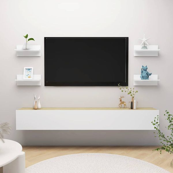 vidaXL Nástenné police 4 ks biele 40x11,5x18 cm drevotrieska