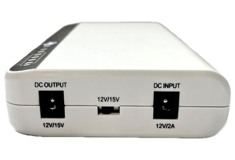 EUROCASE záložní zdroj DC UPS-18W Záložní zdroj, 18W, 1× USB, 3× Li-Ion 2200mAh, DC 12V/15V, bílo-cerný
