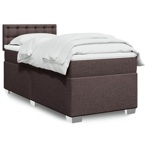 vidaXL Posteľný rám boxsping s matracom hnedý 90x200 cm látka