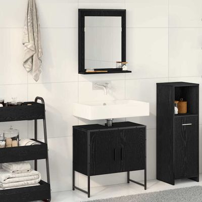 vidaXL Sada kúpeľňového nábytku Nástenný 2 pcs Čierna Kompozitné drevo