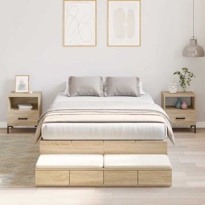 vidaXL Rám postele s úložným prostorem so zásuvkou Sonoma dub 120 cm