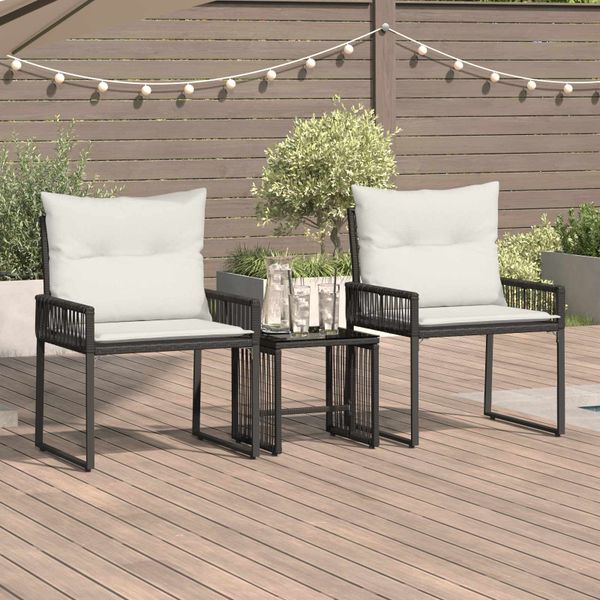 vidaXL Záhradný nábytok 7 pcs Čierna a krémová biela polyratan