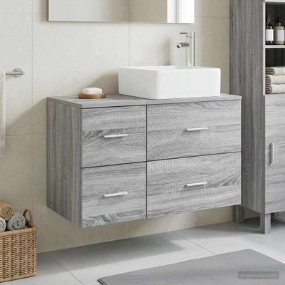 vidaXL Sada kúpeľňového nábytku 2 pcs Sivý Sonoma Kompozitné drevo