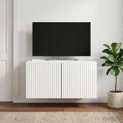 vidaXL Nástenná TV skrinka 59,5 x 41 x 30 cm Biela s vysokým leskom