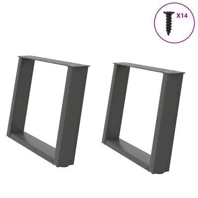 vidaXL Nohy konferenčného stolíka v tvare U, 2 ks, antracitové, 60 x (42-43) cm, oceľ