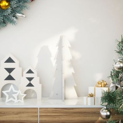 vidaXL Drevený vianočný stromček biely 49 cm masívna borovica