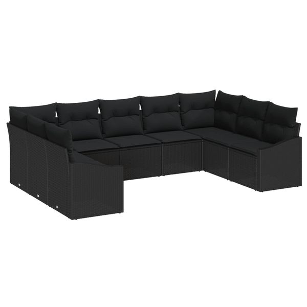 vidaXL Súprava záhradných pohoviek s úložiskom 9 pcs Čierna polyratan
