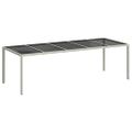 vidaXL Záhradný stôl biely 250x100x75 cm polyratan a tvrdené sklo