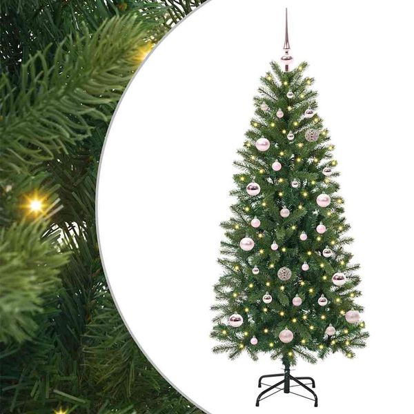 vidaXL Umelý vianočný stromček s 150 LED-i Zelená 150 cm PE a PVC