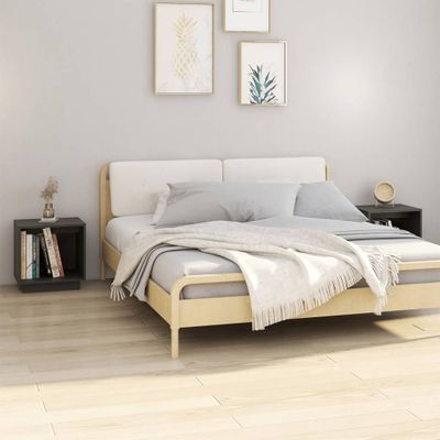 vidaXL Nočné stolíky 2 ks sivé 40x30x40 cm masívne borovicové drevo