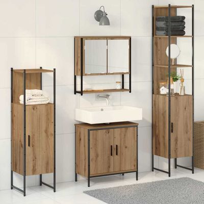 vidaXL Sada kúpeľňového nábytku s dverami 4 pcs Hnedá Kompozitné drevo