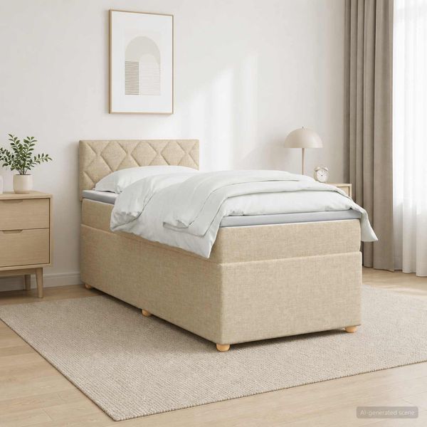 vidaXL Posteľ boxspring s matracom Krémová 80 x 200 cm Látka