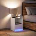 vidaXL Nočný stolík s LED svetlami biely kompozitné drevo