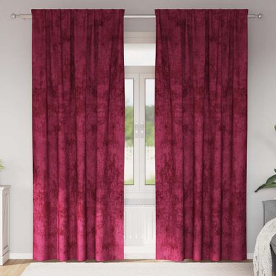 vidaXL Sametové závesy 2 pcs vínovo červená 225 x 140 cm Zamat