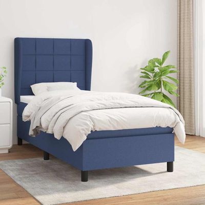 vidaXL Posteľný rám boxspring s matracom modrý 90x190 cm látka