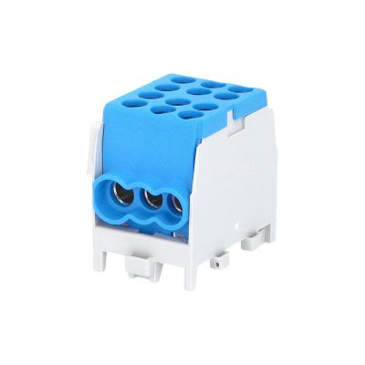 Svorkovnica rozbočovacia HLAK 25 1/4 M2, 100A, 1pól., AL/CU, IP20, modrá, na DIN /2080169