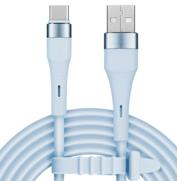 Kábel USB silikónový Kruger&amp;Matz KM1268-1BL USB-USB-C, 1m, sv. modrá