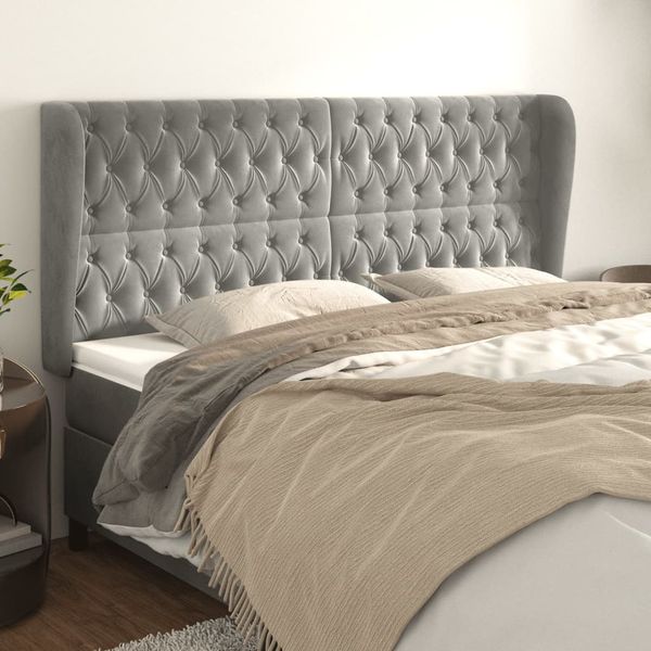 vidaXL Čelo postele so záhybmi bledosivé 203x23x118/128 cm zamat
