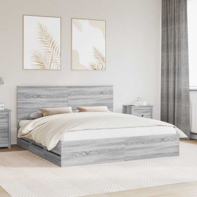 vidaXL Rám postele Sivý Sonoma 180 x 200 cm Inžinierske drevo