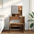 VidaXL súprava toaletného stolíka s LED diódou Old Wood