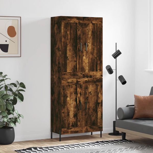 vidaXL Vysoká skrinka dymový dub 69,5x34x180 cm spracované drevo