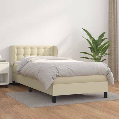 vidaXL Boxspring posteľ s matracom krémová 90x200 cm umelá koža