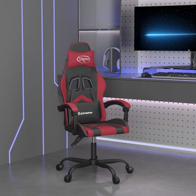 vidaXL Otočná herná stolička čierna a vínovočervená umelá koža