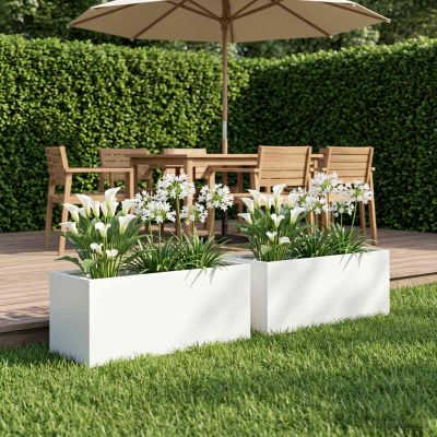 vidaXL Záhradný kvetináč 2 ks Biela 60 x 20 x 20 cm