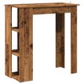vidaXL barový stôl s policou Staré drevo 102x50x103,5 cm