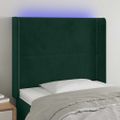 vidaXL Čelo postele s LED tmavozelené 83x16x118/128 cm zamat