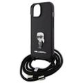 Puzdro Karl Lagerfeld pre iPhone 15 6,1" KLHCP15SSASKNPSK čierne HC Saffiano Ikonik Metal Pin Monogram Crossbody