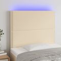 vidaXL Čelo postele s LED krémové 80x5x118/128 cm látka