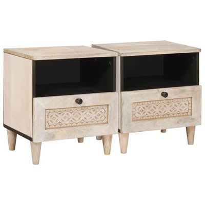 vidaXL Nočný stolík 2 pcs Biela 40 x 33 x 46 cm Kompozitné drevo