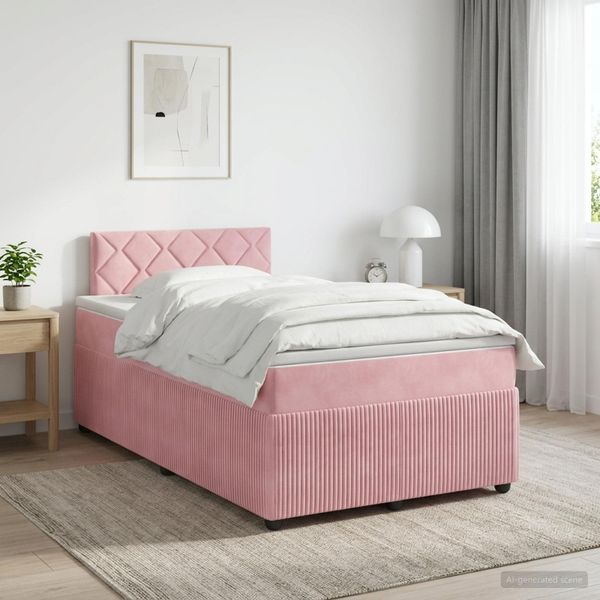 vidaXL Posteľ boxspring s matracom Ružová 120 x 200 cm Zamat