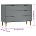 vidaXL Skrinka so zásuvkami MOLDE, sivá 113x40x80 cm, borovicový masív