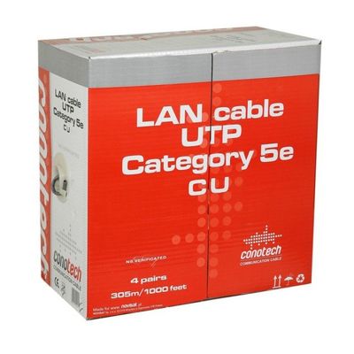 UTP kábel CONO-TECH, LAN CAT5e, PVC, sivý, 305m UTP kabel CONO-TECH, LAN CAT5e, šedý, 305m