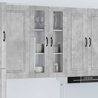 vidaXL Nástenný sklenený kabinet PORTO Betónová šedá 60 x 31 x 100 cm