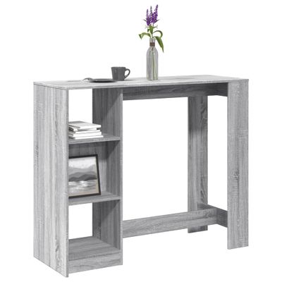 vidaXL Barový stôl s policami sivý sonoma 124x46x103,5cm kompoz. drevo