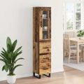 vidaXL Highboard Staré drevo 34,5 x 34 x 180 cm Kompozitné drevo