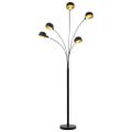 vidaXL Stojanová lampa čierna a zlatá 200 cm 5 x E14