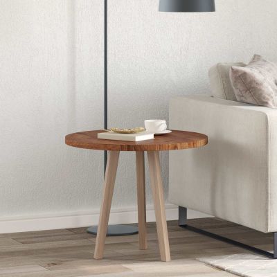 vidaXL Vrchná doska Svetlohnedá Ø 60 x 2,5 cm Masívne dubové drevo