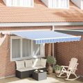 vidaXL Sklopná markíza Modrá a biela 350 x 250 cm Polyester a hliník