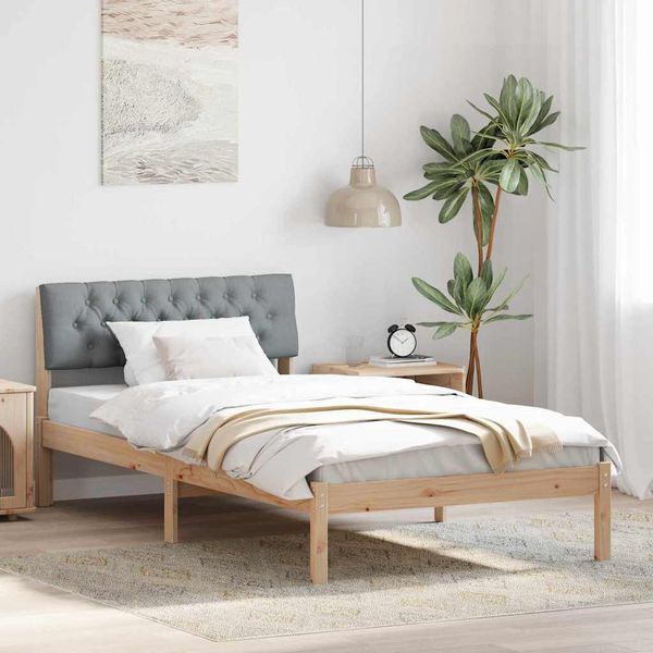 vidaXL Rám postele Hnedá a svetlo šedá 100 x 200 cm Borovicový masív