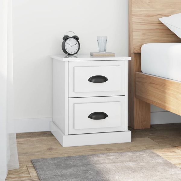 vidaXL Nočné stolíky 2 ks lesklé biele 39x39x47,5 cm spracované drevo